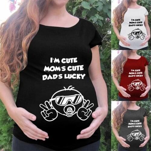 Pregnant T-shirts Female Summer Tops Cartoon Printing Short Sleeve Tee Premama Ropa Clothes For Women Maternity Wear Blouse 2021