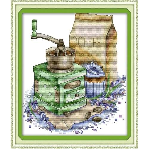 Joy Sunday New Arrival Coffee Pattern DMC Needlework DIY Handmade 11&14CT Cross Stitch Kit Room Decoration for Embroidery Kit