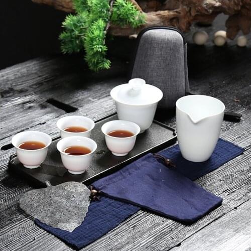 Ceramic gaiwan tea cup for chinese kung fu travel tea set drinkware with travel bag Free shipping B33