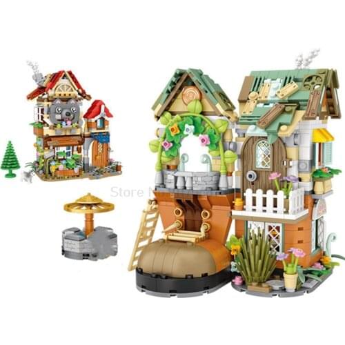 City Forest Hut Dwarf Wooden House Inserting Building Blocks Educational Toy Creator Model Building Diy Kits Kids Toys For Girls