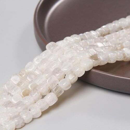 Natural White Agates Colorful Square Stone Beads Loose Spacer Beads Charm Pendant For Jewelry Making DIY Handmade 15" 6-8mm Bulk