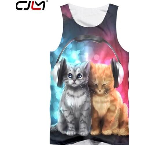 CJLM New Cool 3D Men/Women Tank top Print Music Cat Sleeveless Summer Tops Male Breathable Fashion vest