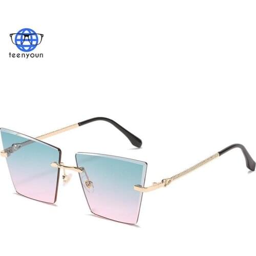 TEENYOUN 2021 Luxury Brand Designer Sunglasses For Women Men Rimless Sun Glasses UV400 Vintage Alloy Frame Classic Shades Oculos