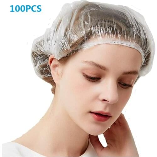 100pcs/Lot Disposable Shower Caps Spa Hair Salon Hotel One-Off Bathing Elastic Shower Hat Bathroom Products Bath Bonnet