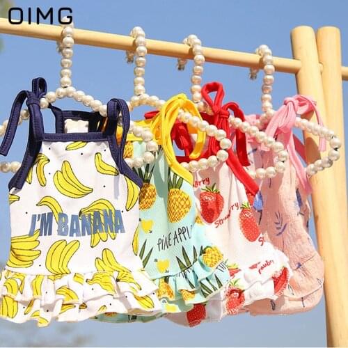 OIMG Couple Pet Dog Clothes Summer Fruit Strawberry Dress Skirt Puppy Cat Dog Dresses For Small Dogs Pomeranian Chihuahua
