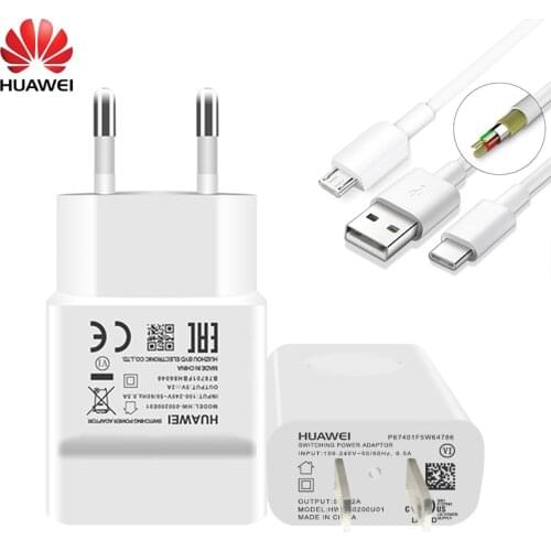 Original EU US Huawei Mate 10 Lite Charging 5V2A Charger Micro USB Type C Cable for P8 P9 P10 Mate 10 Lite Honor 8 7 X Y 9 7 6 5