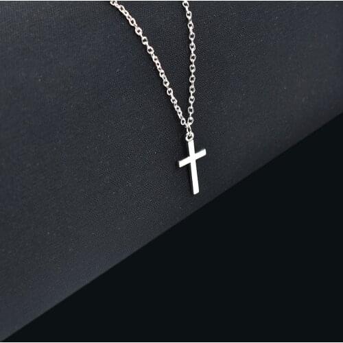 Bing Tu Cross Moon Pendants Necklaces For Women Metal Jewelry Simple Silver Color Chain Necklace Fashion Accessories