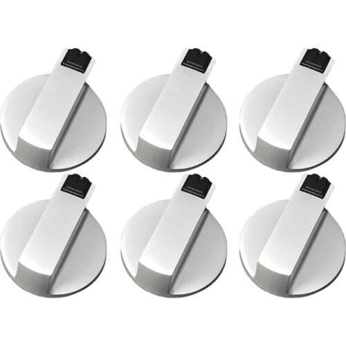 Stoves Cooker Knobs,Oven Knob 6pcs,Zinc alloy 6mm Universal Silver Gas Stove Control Knobs Adaptors Oven Rotary Switch Cooking S