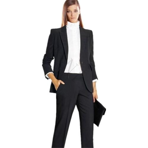 Jacket+Pants Womens Business Suits Black Female Office Uniform Formal Work Wear Single Breasted Ladies Trouser Suit 2 Piece Sets