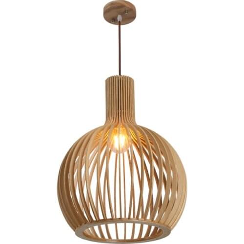 Modern Black Wood Birdcage E27 Bulb Pendant Light Norbic Living Room Lights Hanging Home Deco Bamboo Led Pendant Lamp