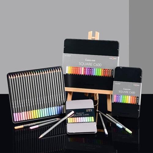 Marco C600 Professional Square Oily Colored Pencils Pink Series 12/24 Colors lapis de cor Colored Pencil Art Stationery Supplies
