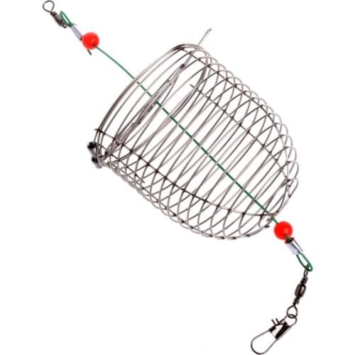 Stainless Steel Wire Fishing Trap Bait Cage Basket Feeder Holder Tackle Tool