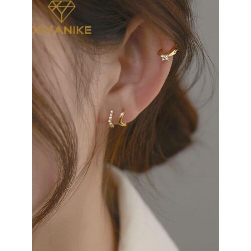 XIYANIKE 925 Sterling Silver Trendy Korean V-shaped Four-leaf Llower Small Earrings Exquisite Sexy Temperament Elegant Cерьга