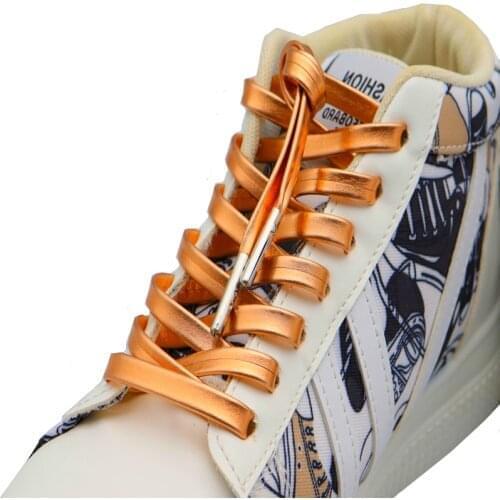 Shoe String with Metallic PU Leather Shoelaces Flat Shoe Decoration Luxury Top Laces Shining In Dressshoe Boots
