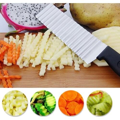 Stainless Steel Potato Chip Slicer Dough Vegetable Fruit Crinkle Wavy Slicer Knife Potato Cutter Chopper French Fry Maker