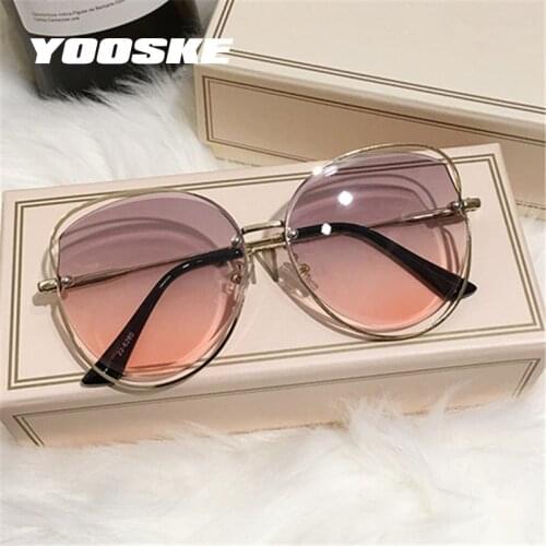 YOOSKE Brand Cat Eye Sunglasses Women Luxury Gradient Sun Glasses Ladies Clear Ocean Lens Shades Sunglass for Female