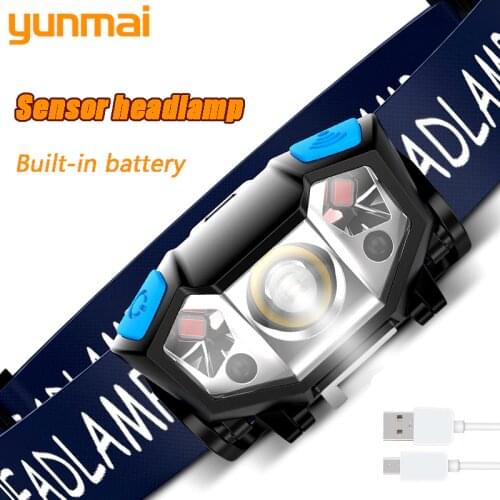 6000Lm powerful headlamp rechargeable LED headlight body motion sensor head flashlight camping night reading flashlight with USB