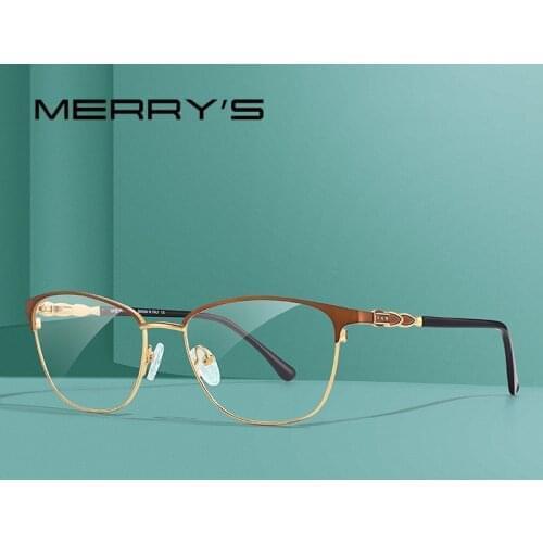 MERRYS DESIGN Optical Prescription Glasses Women Myopia Prescription Eyeglasses Metal Cat Eye Frame Lenses S2111
