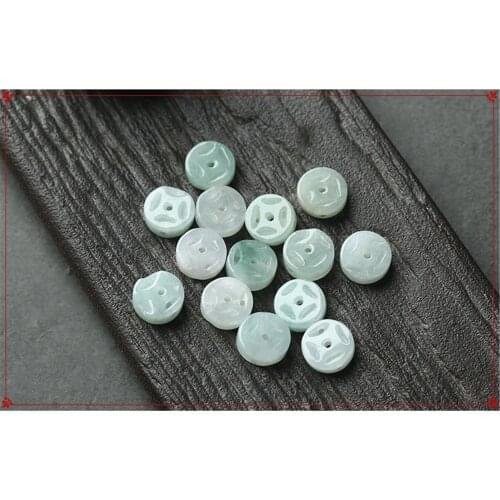 10pcs lot CoinGrade A jade Type A stone ICY Jade Burma Bead hand carved green pendant Jewelry gift