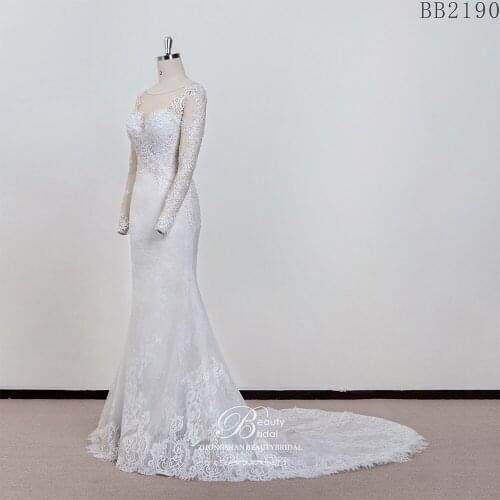 100% Real Photos Luxury 2021Wedding Dresses Flowers Mermaid and Japanes lace with sweet Vestido BB2190