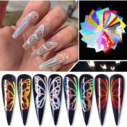 16Sheets Butterfly Nail Art Stickers Adhesive Decals for Manicure DIY Decoration Nail DIY Manicure Nails Decoration Nail Foils