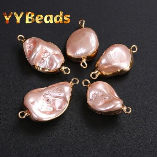 18x20mm Heat-treated Pink Rim Baroque Shell Pearl Beads 3pcs/pack Irregular Loose Charm Beads For Jewelry Making Earring Pendant