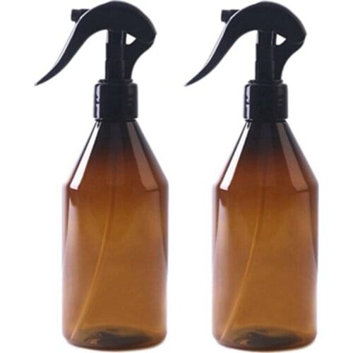 2 Pcs 300 Ml Empty Amber Plastic Spray Bottles with Labels - Refillable Container for Essential Oils