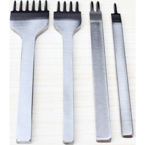 4pcs Leather Chisel Leather Stitching Chisel Hole Spacing Punch Tool 3/4/5/6mm Stainless Steel DIY Leather Craft Tools Punch Kit