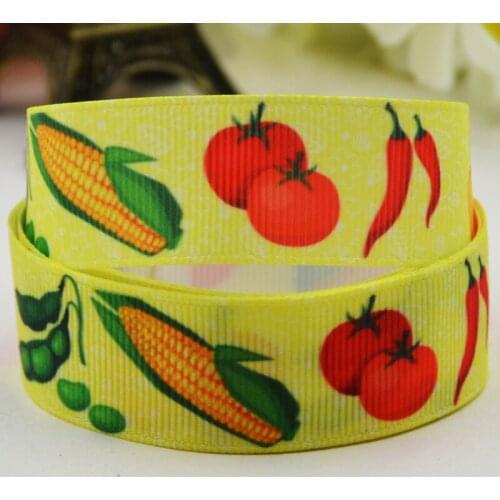7/8'' 22mm,1" 25mm,1-1/2" 38mm,3" 75mm vegetables Character printed Grosgrain Ribbon party decoration X-02231 10 Yards