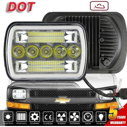 7x6" 5X7 LED H4 Headlight Hi-Lo Halo DRL For Chevy Express Cargo Van 1500 2500 3500 Light Bar/Work Light