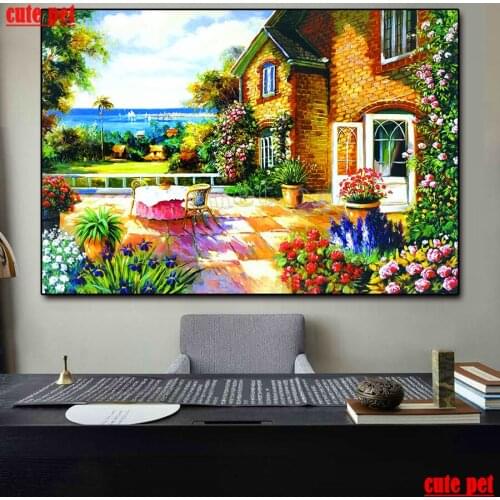 DIY Diamond Painting 5D diamond Embroidery Oil painting garden landscape Full Square Diamond Cross Stitch Rhinestone Mosaic art