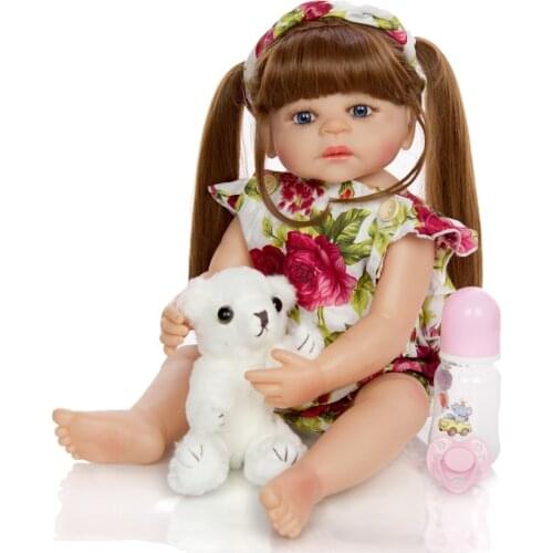 Bebe reborn baby girl doll 55cm corpo de silicone inteiro vinyl reborn toddlers dolls toys can bathe