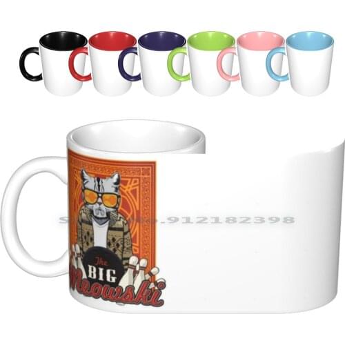 The Big Meowski Ceramic Mugs Coffee Cups Milk Tea Mug Dude Lebowski White Russian Cat Kitten Meow Parody Mash Up Funny Cute