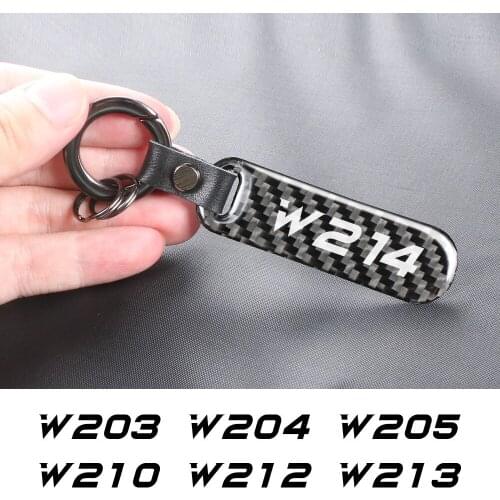Carbon Fiber Keychain Car Logo Key Ring For Mercedes W124 W203 W204 W205 W212 W213 W210 W211 W140 W168 W220 Auto Accessories