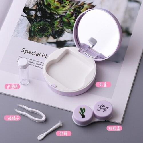 Fast Delivery Flamingo Contact Lenses Case for Lenses Container Contact Lens Cleaner Lens Travel Mirror Travel Kit Eyewear Cases