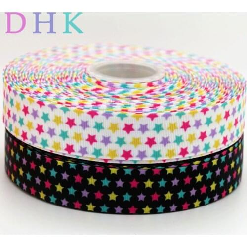 DHK 7/8'' 5yards stars printed grosgrain Ribbon Accessory hairbow headwear DIY decoration Wholesale OEM C1572