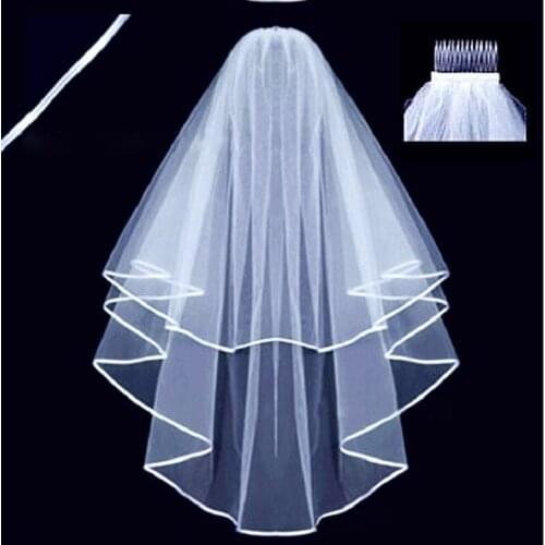Two Layers Tulle Short Bridal Veils 2023 Hot Sale Cheap Wedding Bridal Accessory For wedding Dresses Cheap Wedding