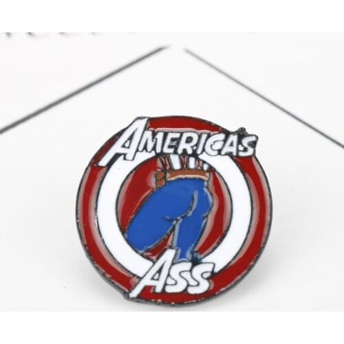 Enamel Pins Funny Marvel Captain America Bottom Round Shield Super Hero Movie Jewelry Brooches Lapel Pins For Gifts
