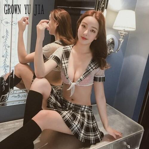 Erotic Students Uniform Cosplay Sexy Costume Deguisement Ecoliere Porno School Uniform Lattice Skirt Colegiala Naughty Lingerie