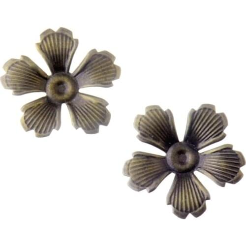 Free shipping Retail 10Pcs Bronze Tone Filigree Wraps Flower Connectors Jewelry Findings 3.5x3.5cm F0321