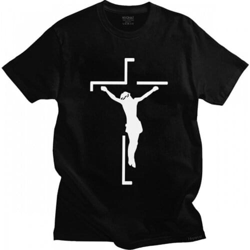 Jesus Cross Tshirt Men Pure Cotton T Shirt Christian Religious Faith Tee Tops O-neck Short Sleeved Fashion T-shirt Clothing Gift