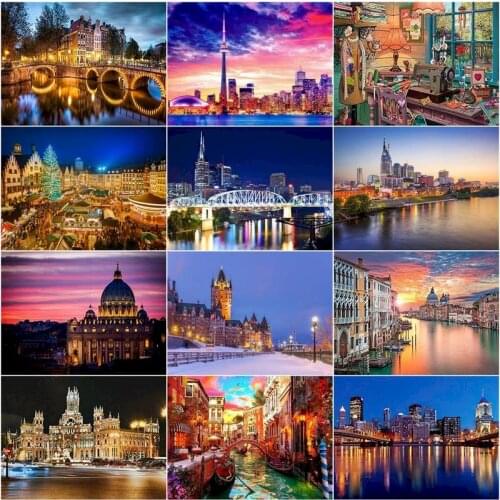 GATYZTORY 5D DIY Diamond Painting City New York Craft Kit Sale Full Square Round Diamond Embroidery nightscape Handicraft Home