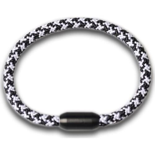 Mama handmade black&white men women woven bracelet bangle jewelry gift for him with stainless steel black clasp
