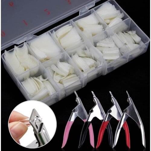 24/50/500pcs False Tips Flake Fingernail Clear Nature Transparent Nail Capsule Artificial Plastic Manicure Nail Art Display Tool