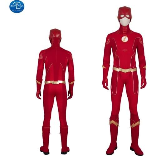 The Flash Season 6 Cosplay Barry Allen Costume The Flash Halloween Arrowverse Adult Jumpsuit Custom made Boots Carnival Red Suit