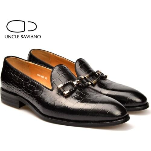 Uncle Saviano Loafer Buckle Strap Best Man Shoes Original Party Fashion Designer Genuine Leather Wedding Business Mens Shoe