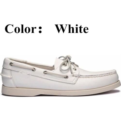 Mens Designer Shoes Men Genuine Leather Docksides Classic White Boat Shoes For Homme Femme X148