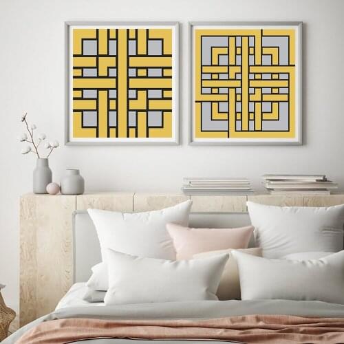 Set of 2 Square Islam Moroccan Tile Mosaic Decor Rustic Gallery Wall Painting Prints Turkish Ornament Pattern Cement Pictures