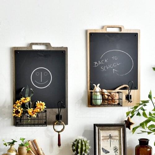 Nordic wall storage basket vintage blackboard decoration Creative wall decoration wall decoration message board hanging