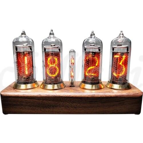 Glow tube bluetooth clock former Soviet Union IN14 glow tube clock digital clock solid wood desk clock alarm clock gift plug-in